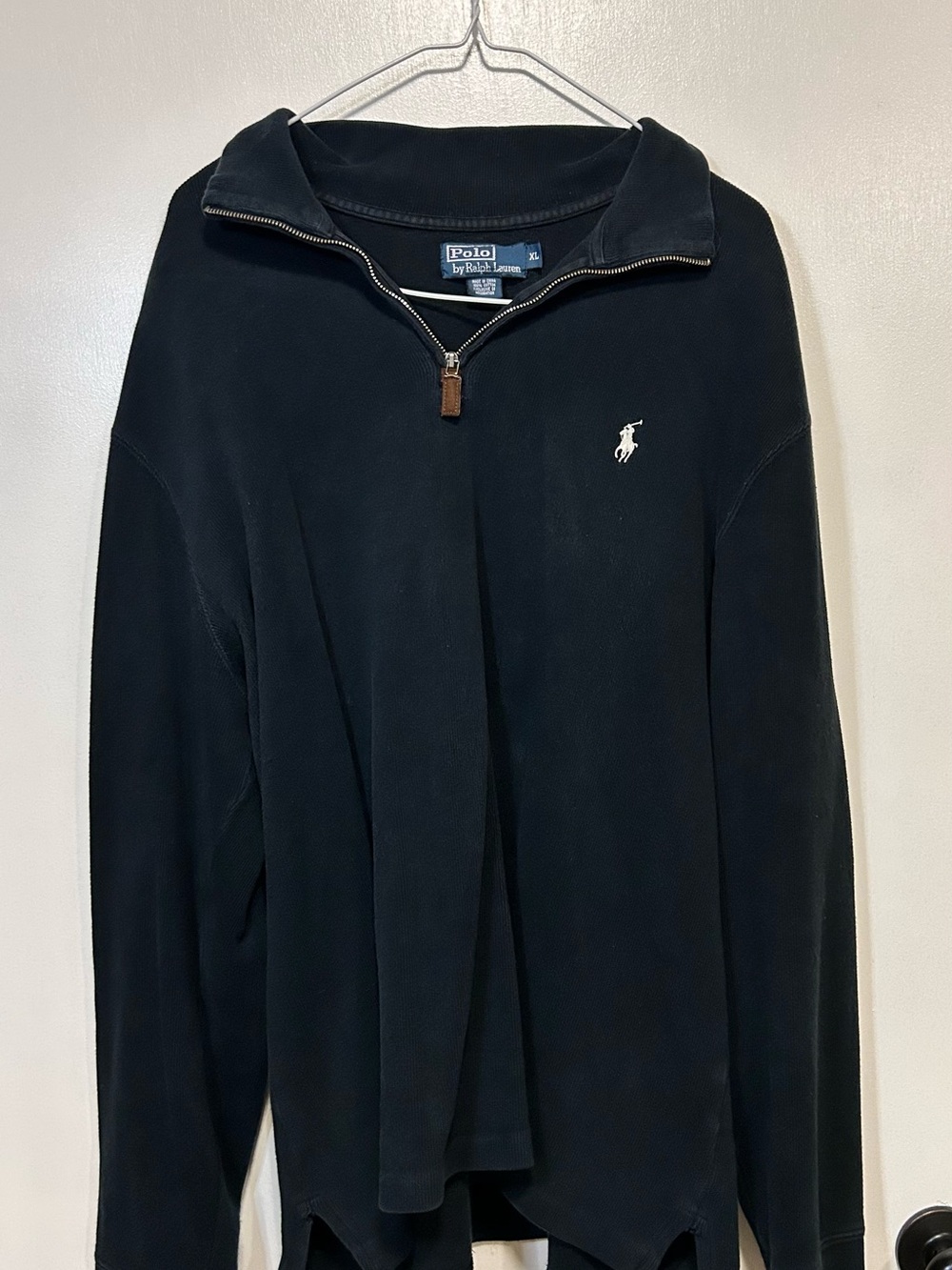 Polo by Ralph Lauren Black Half-Zip Sweatshirt with Embroidered Pony